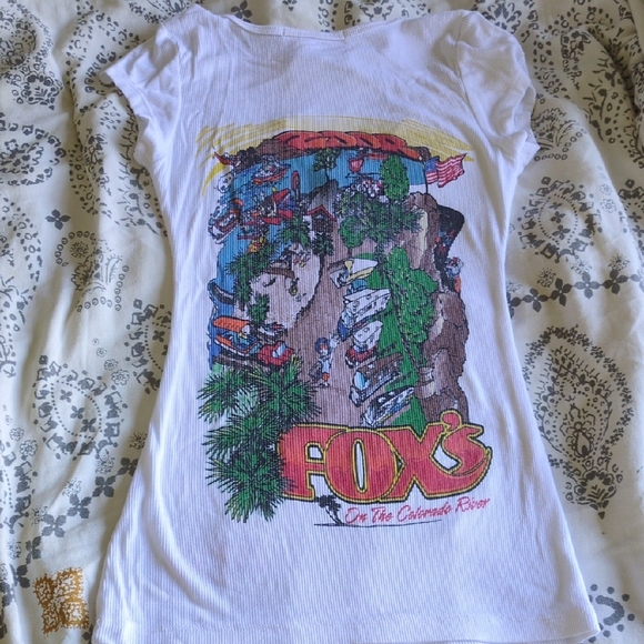 White Short Sleeve Top with Red Logo - Picture 5 of 5